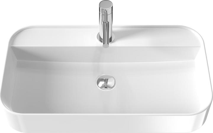 Produktbild Emke Aufsatzwaschbecken Rechteckiger Aufsatzwaschtisch Hänge Waschbecken Bad mit Hahnloch 70×11×40 c (400 mm, 700 mm)