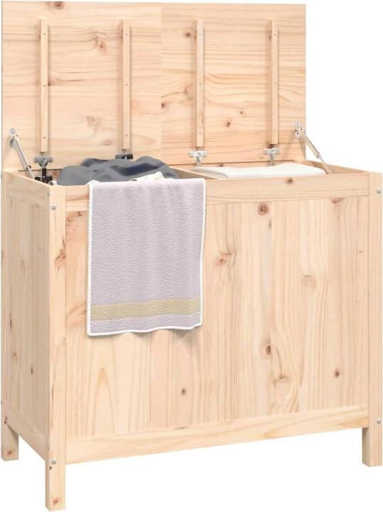 Actual product image vidaXL Laundry chest black 44x44x76cm solid wood pine laundry basket wooden chest