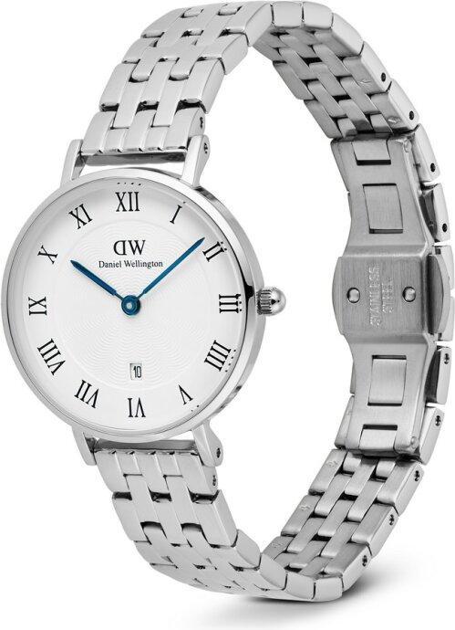 Produktbild Daniel Wellington - Petite 28 Roman Numerals Date 5-Link White Silver DW00100859 (Analoguhr, 40 mm)