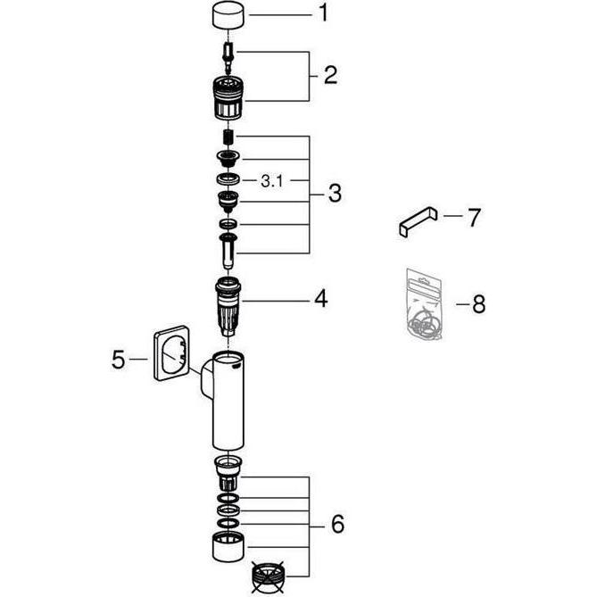 Thumbnail - Grohe, Badarmatur, Druckspüler Rondo A.S.
