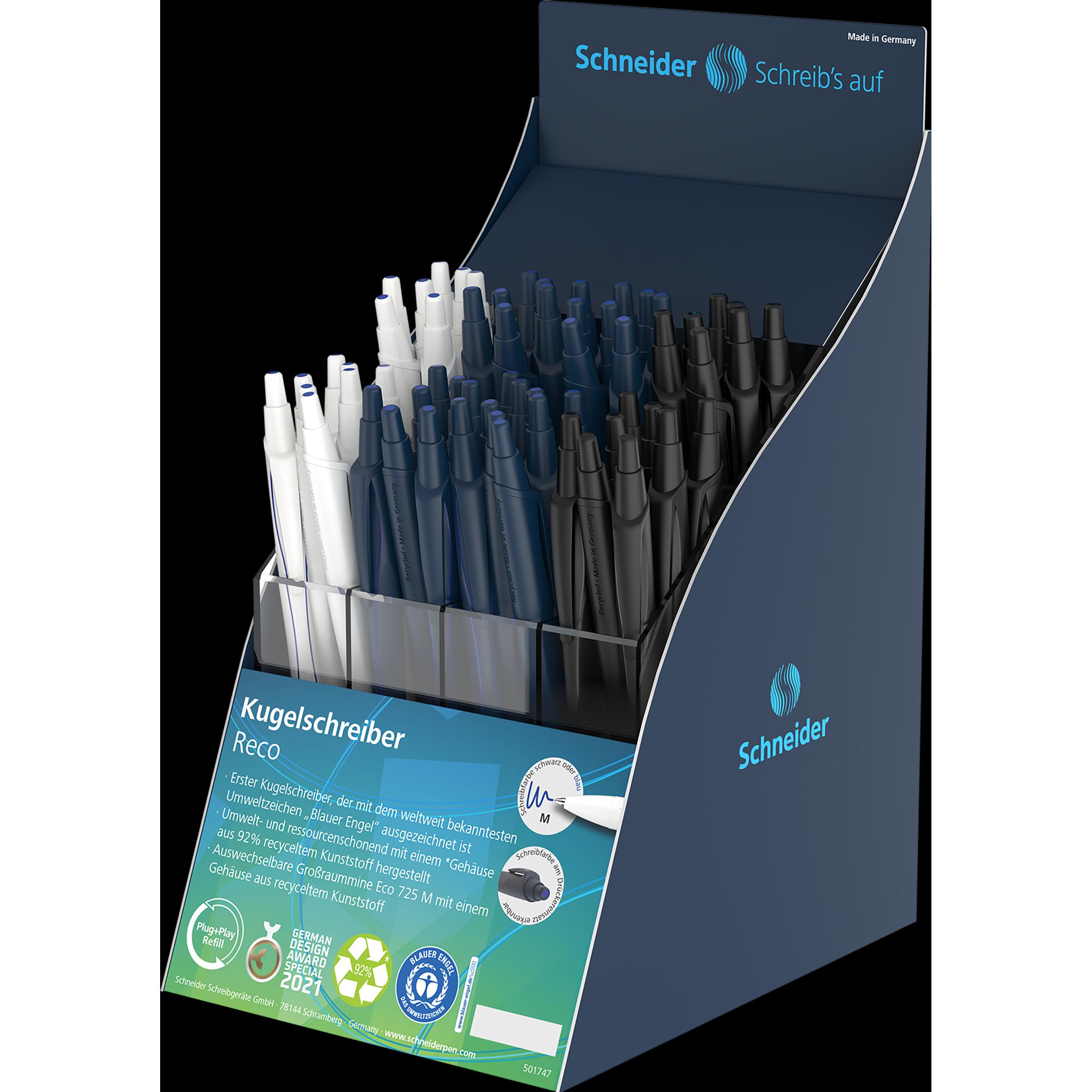 Schneider, Schreibstifte, Display Kugelschreiber Reco (Tiefblau, 60 x)