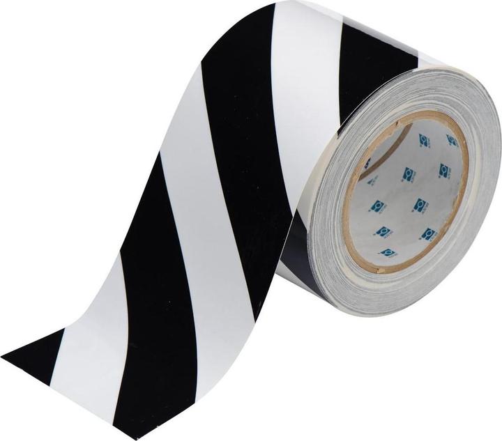 Produktbild Brady B-505, ToughStripe COLD, Bodenmarkierbänder, Polyester, Schwarz/Weiss, 101.60 mm x 30.48 m (10.16 cm)