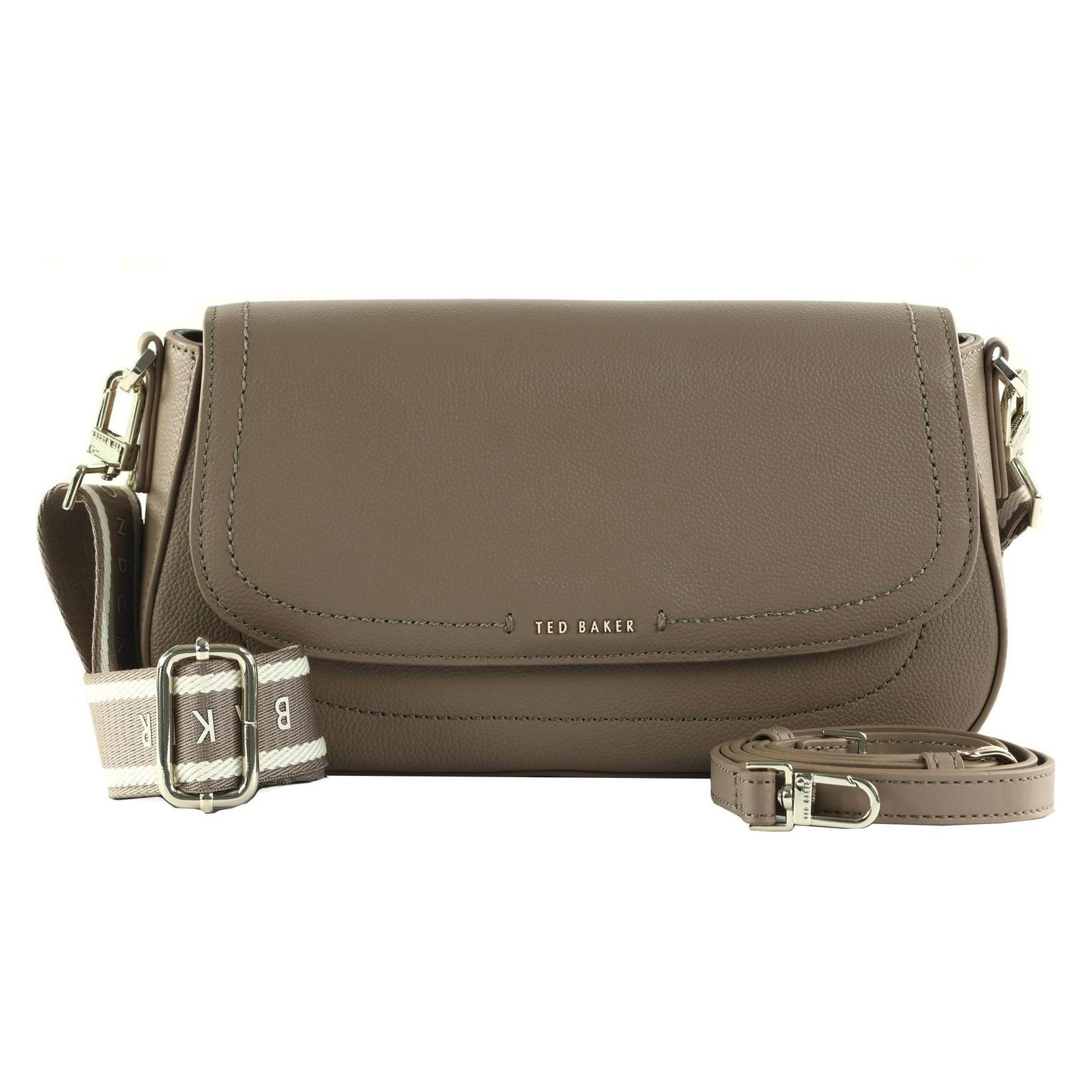 Ted Baker, Damen, Handtasche, Louiize Webbing Leather Flapover Crossbody Bag, Beige