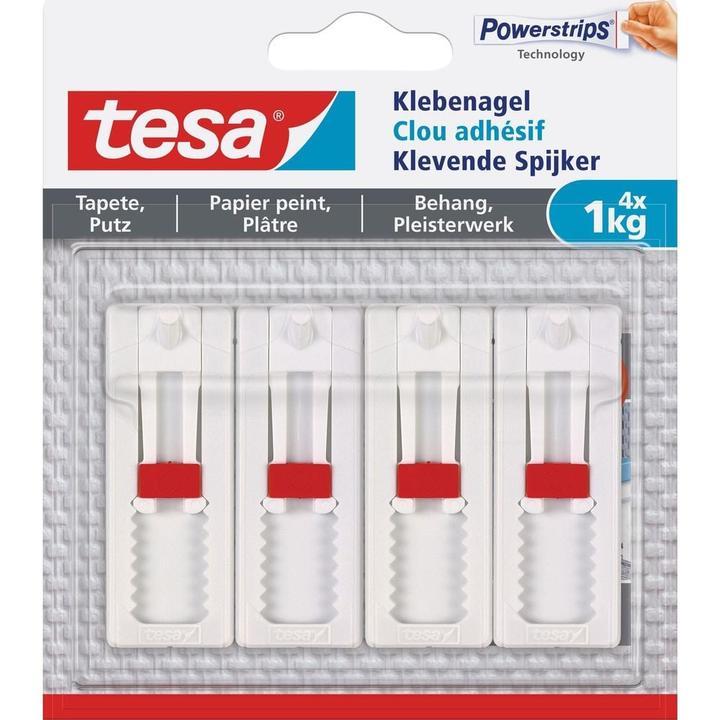 Actual product image tesa Adhesive nail for wallpaper & plaster, 1kg holding power, height-adjustable, can be removed without