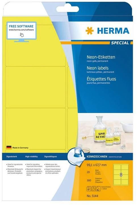 Produktbild HERMA Neon Etiketten A4