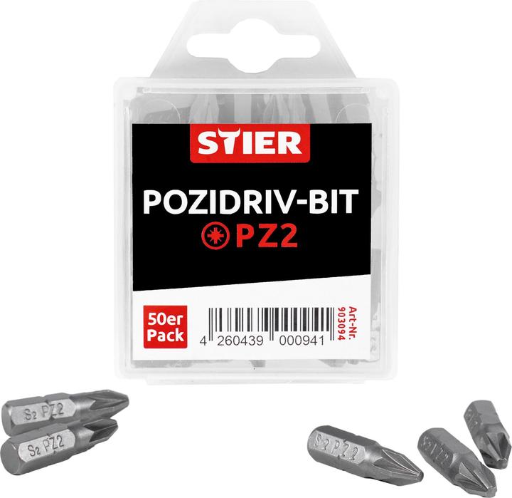 Actual product image Stier Pozidriv bit bulk pack PZ2 (25mm)