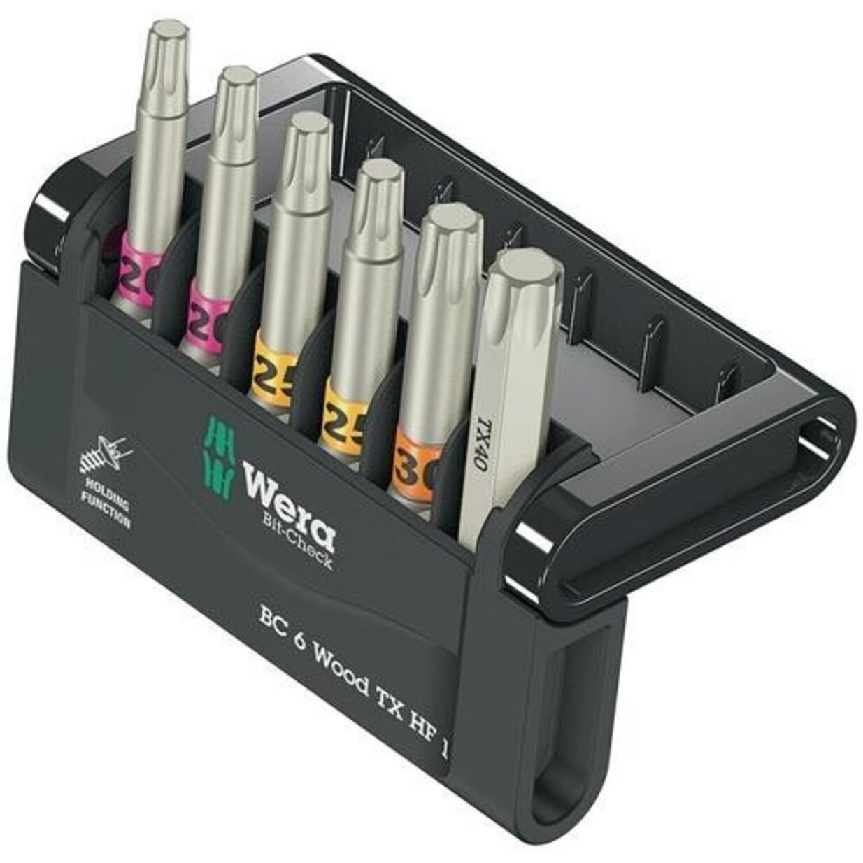Wera, Bits, Bit-Check 6 Wood TX HF 1 (je 1x TX 10 / TX 15 / TX 20 / TX 25 / TX 30 / TX 40 (75 mm))