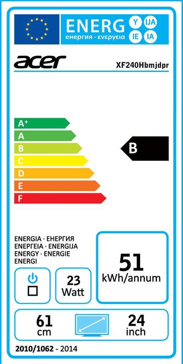 Energy Label Acer XF240H (1920 x 1080 pixels, 24")