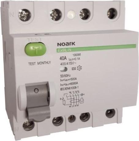 Noark Electric 108366 Fehlerstromschutzschalter Noark Ex9L-N 4P 40A A 100mA