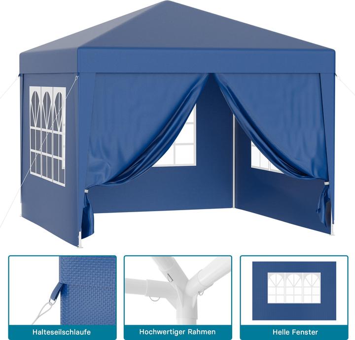 Actual product image Wiltec Pavillon 3x3m in Blau mit UV-Schutz 50+ Gartenpavillon Partyzelt Camping (300 cm, 300 cm)