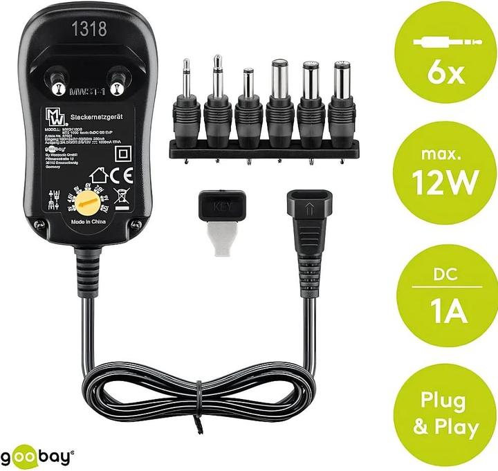 Produktbild Goobay Universal-Netzteil 3 V - 12 V max. 12 W / 1,0 A