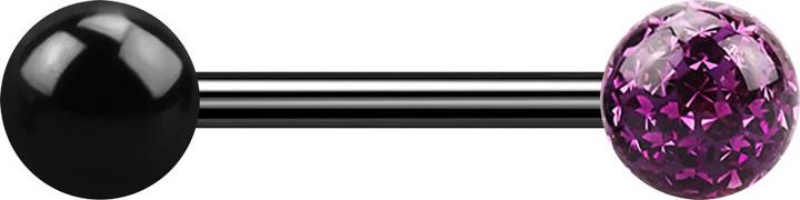 Actual product image Star Piercing Barbell schwarz mit Kugel und Kristallkugel violett Epoxy Schutzschicht (without brass, Titanium)