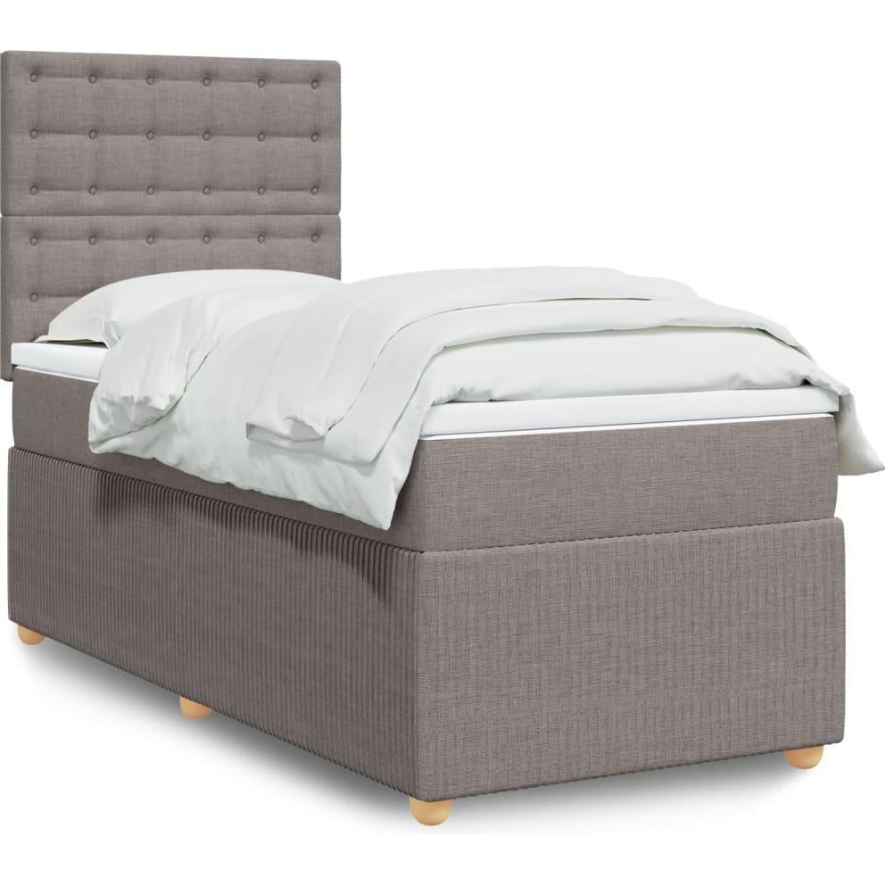 VidaXL, Bett, Boxspringbett Einzelbett Polsterbett Bett Matratze Taupe 80x200cm Stoff (80 x 200 cm)