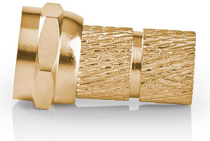 Image du produit Nedis F-plug straight plug Plaqué or 75 Ohm Twist-on Diamètre d'entrée de câble : 5,5 mm Cuivre Met (75 dB, Fiches et connecteurs)