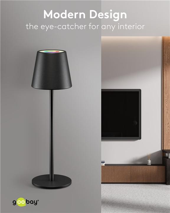 Actual product image Goobay Wireless LED table lamp RGB, black (150 lm)