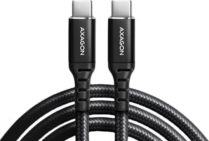 Actual product image Axagon BUCM-CM30AB USB-C to USB-C 2.0 cable, 3 m, PD 60W, 3A, braided - black (3 m, USB 2.0, 60 W)