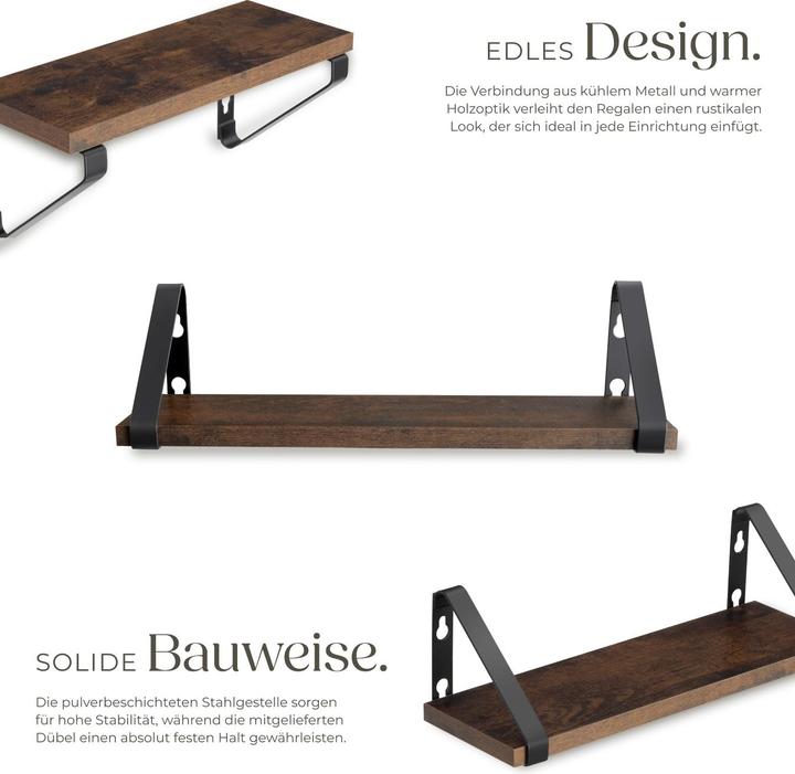 Actual product image tectake 3 hanging shelves Cowell (40 x 12 x 12 cm)