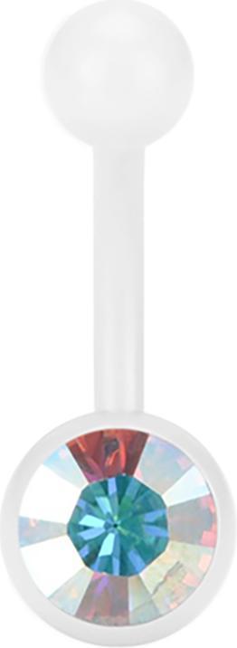 Immagine prodotto Star Piercing Banane Pure White mit Swarovski Kristallkugel multicolor (senza ottone, Acciaio chirurgico 316L)