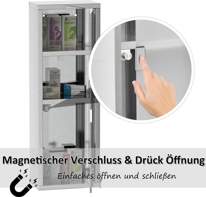 Produktbild Kleankin Arzneischrank mit Schloss (20 x 12 x 58 cm)