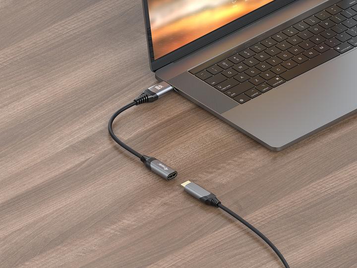 Image du produit equip Adaptateur Displayport->HDMI 1.2 mâle/femelle 4K/60Hz gris (HDMI, 15 cm)