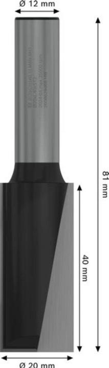 Produktbild Bosch Professional Zubehör Nutfräser, 12 mm, D1 20 mm, L 40 mm, G 81 mm