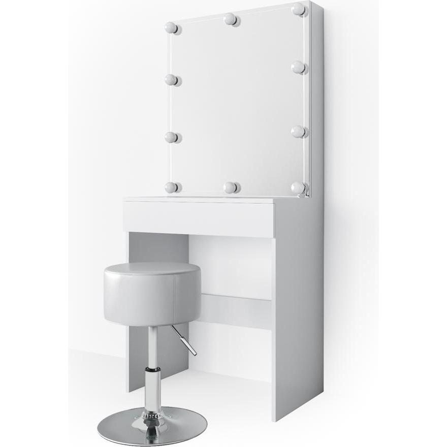 Vicco, Schminktisch, Melle mit Hocker und Beleuchtung