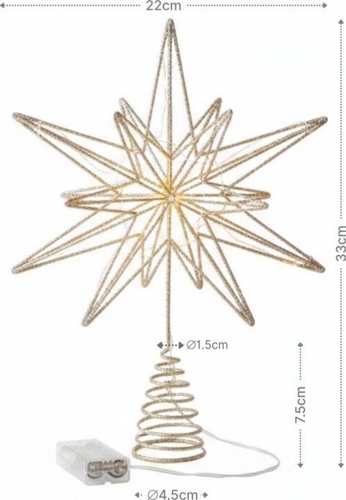 Image du produit Hermex Christbaumspitze LED-Stern Weihnachtsbaumschmuck Weihnachtsdeko (1-pièce)