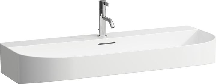 Actual product image Laufen Sonar countertop washbasin, 3 tap holes, with overflow, 1000x420mm, polished, H816347 (1052 mm, 190 mm)