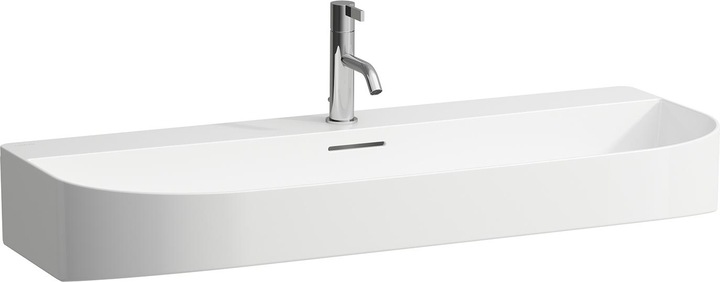 Actual product image Laufen Sonar countertop washbasin, 3 tap holes, with overflow, 1000x420mm, polished, H816347 (1052 mm, 190 mm)