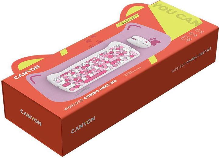 Productafbeelding Canyon Computertoetsenbord HSET-W6 NL Toetsenbord+Muis Kitty Edition AAA+ Draadloos Roze (104 Sleutels)
