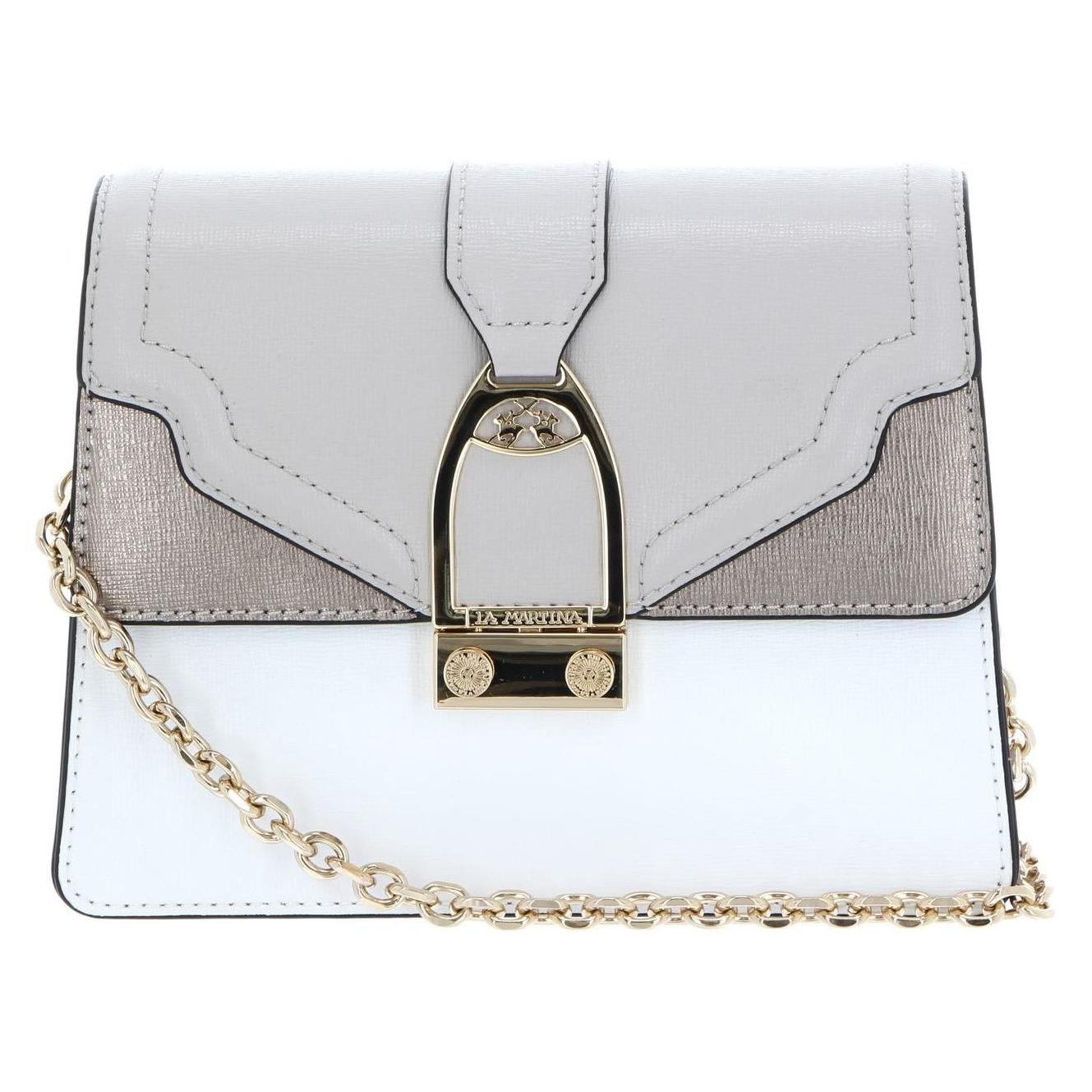 La Martina, Damen, Handtasche, Portena Shoulder Bag, Braun, Weiss, Beige