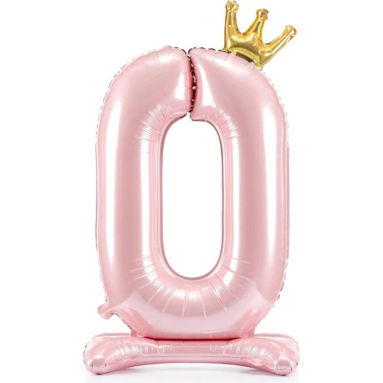 Partydeco Ballon Zahl 0 auf fuss - Rosa