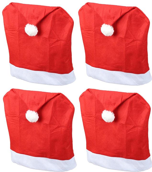 Novaliv Chair Covers Set of 4 Swing Chair Christmas I Red I Father Christmas Hat I Chair Cover Christmas