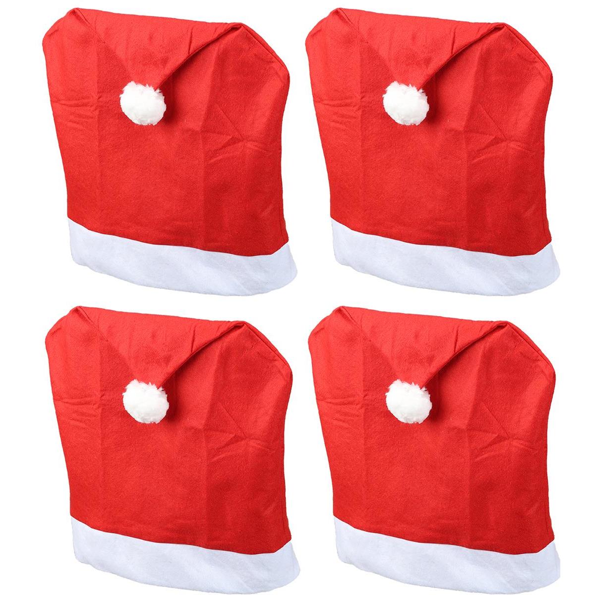 Novaliv, Stühle, Stuhlhussen 4er Set Schwingstuhl Weihnachten I Rot I Nikolausmütze I Stuhlbezug Weihnachten