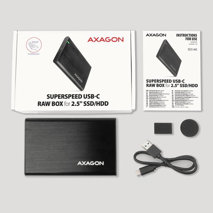 Productafbeelding Axagon EE25-A6C USB-C 3.2 - SATA 6G 2,5" externe harde schijf-behuizing (2.5")