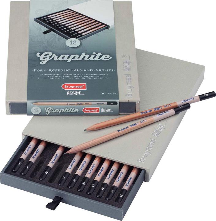 Bruynzeel Design graphite box | 12 pieces (2B, 2H, 3B, 4B, 5B, 6B, 7B, 8B, 9B, HB, 12x)
