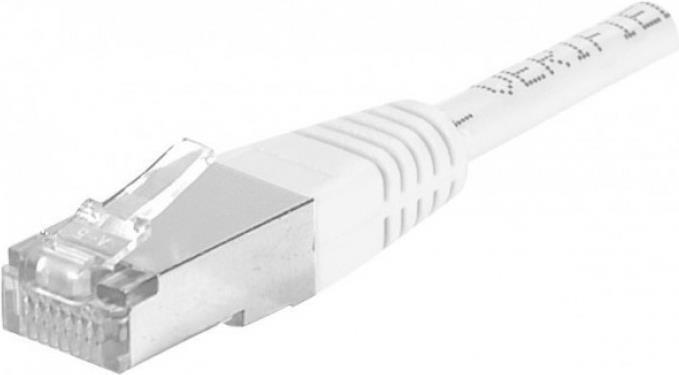 Actual product image Dexlan Patch cable Cat. 6A, S/FTP, copper, PoE, white, 20.0 m 10 Gigabit-capable patch cable with (S/FTP, CAT6a, 20 m)