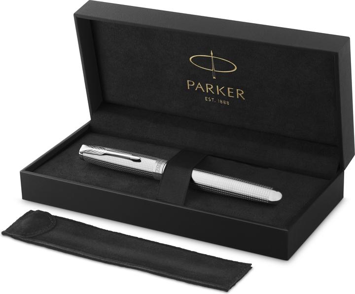Image du produit Parker Pen Parker - Sonnet Ciselé Special Edition Fountain Pen - Palladium Finish, 18k Solid Gold Nib - Black (Noir, Palladium, 1x)