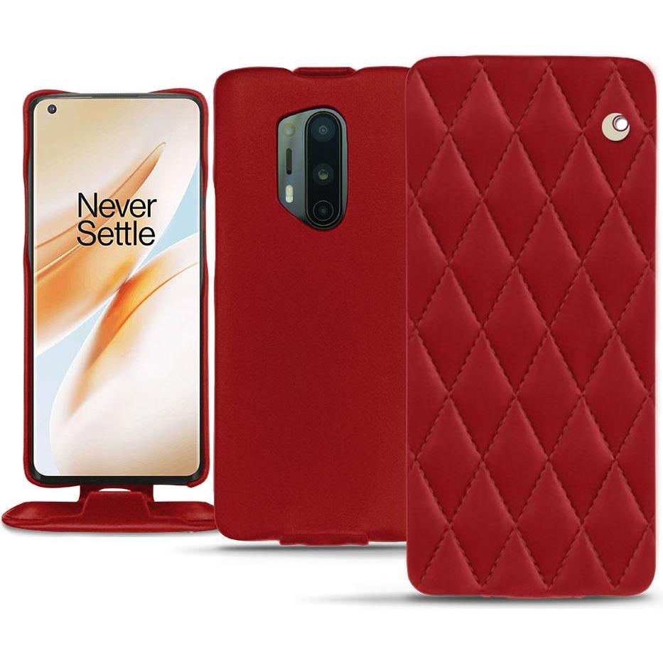Noreve Lederschutzhülle vertikal (OnePlus 8 Pro), Smartphone Hülle, Rot
