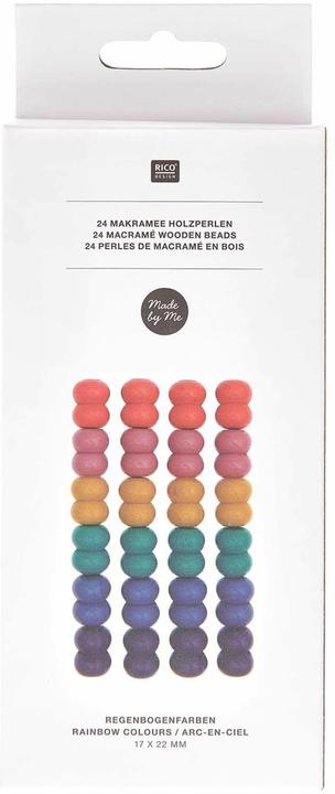Actual product image Rico Design Wooden beads macramé rainbow colors, 24 pieces