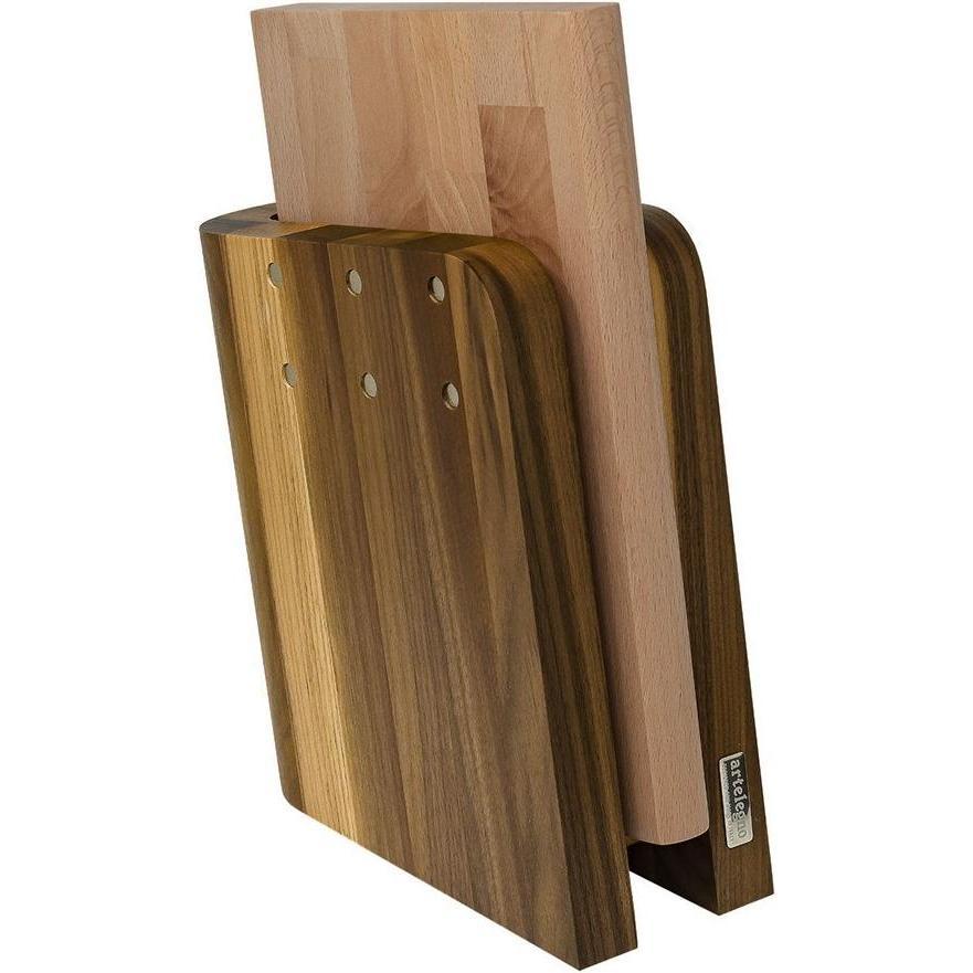 Artelegno Magnetblock aus Walnussholz + Grand Prix Küchenbrett, Messerblock
