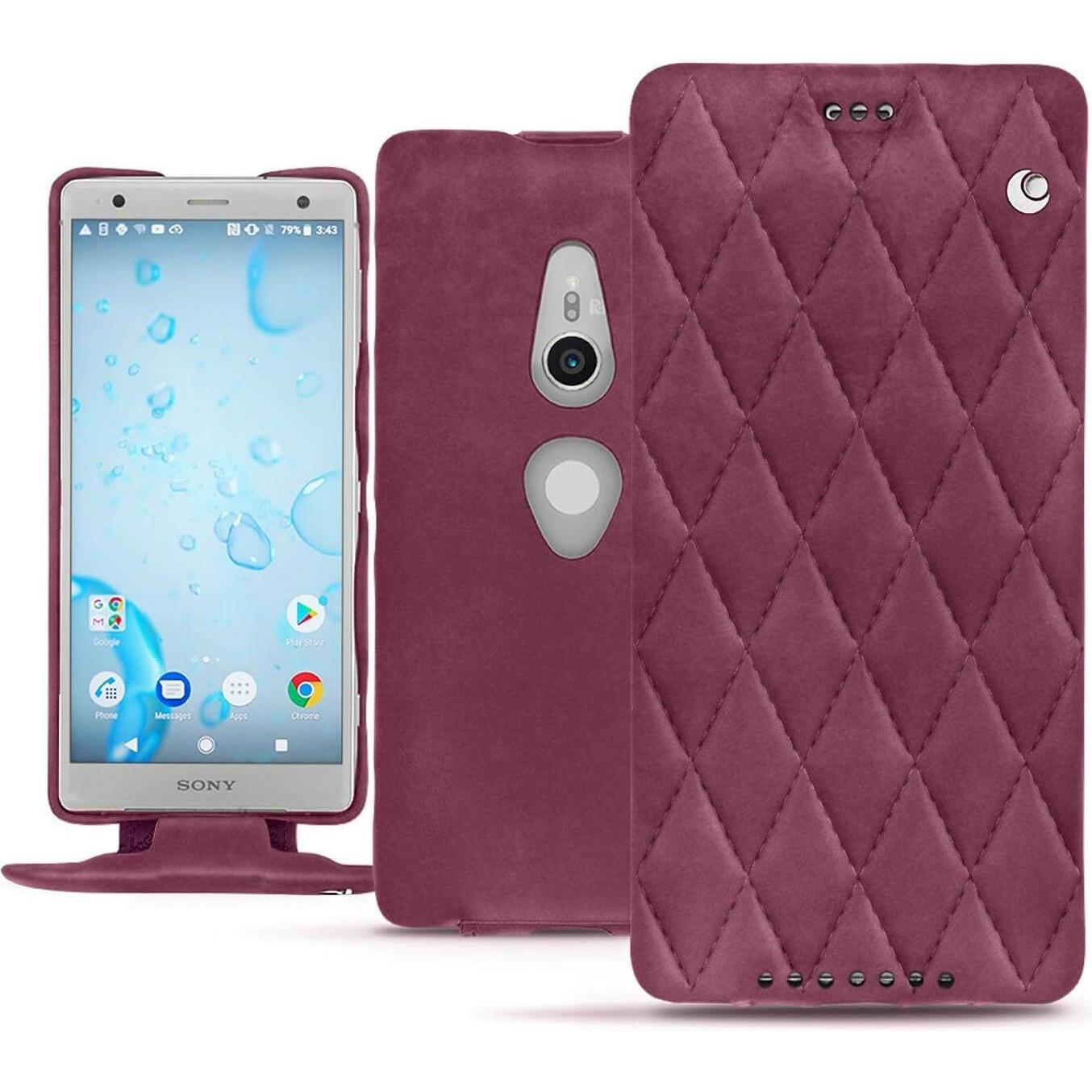 Noreve Lederschutzhülle vertikal (Sony Xperia XZ2), Smartphone Hülle, Violett