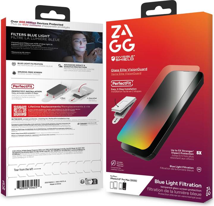 Actual product image Zagg InvisibleShield Glass Elite VG Screen Protector For Apple iPhone 17 Pro Max (Apple iPhone 17 Pro Max)