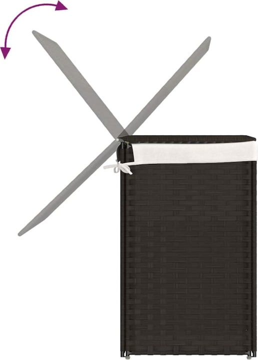 Actual product image VidaXL Laundry basket with 2 compartments Dark brown 53x35x57 cm Poly