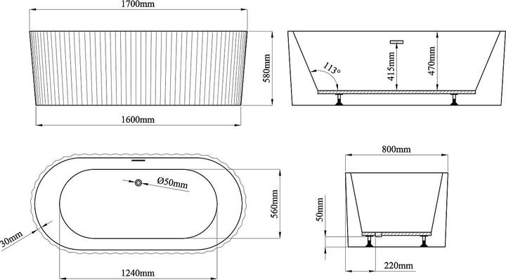 Produktbild Shower Design Aliena (230 l, 80 cm, 170 cm)