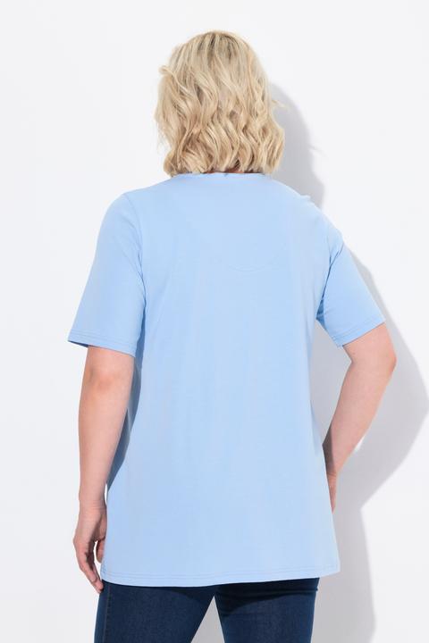Immagine prodotto Ulla Popken T-shirt dal taglio svasato con scollo a tunica e mezze maniche (56)