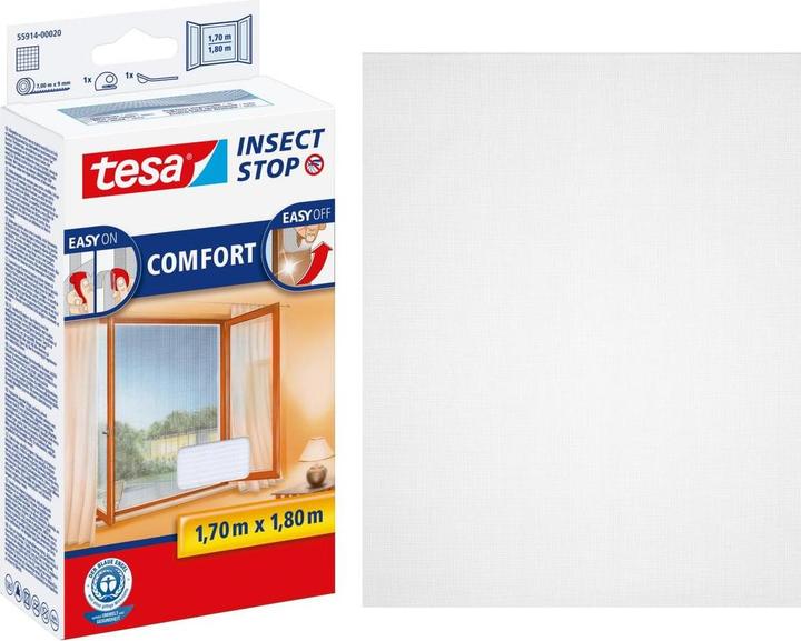 Actual product image tesa Insect screen COMFORT for windows, with Velcro tape, self-adhesive, without drilling (170 x 180 cm)