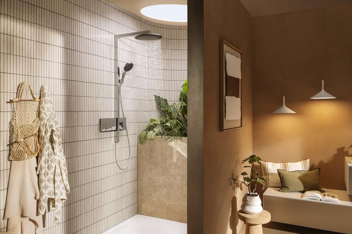 Actual product image hansgrohe Raindance Alive S EcoSmart Thermostatic Shower System with Rain Shower and Hand Shower