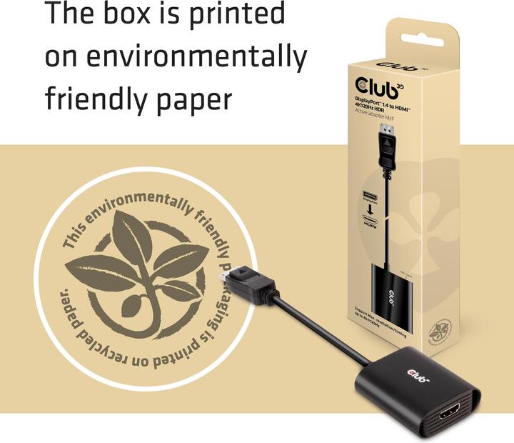 Actual product image Club 3D Adapter DP 1.4 to HDMI 4K120Hz HDR Active Adapter (HDMI, 6.20 cm)