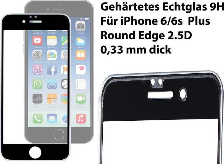 Produktbild Somikon Randloses Display-Schutzglas iPhone 6/6s Plus, 3D-Hartglas 9H (1 Stk., Apple iPhone 6, Apple iPhone 6s Plus)